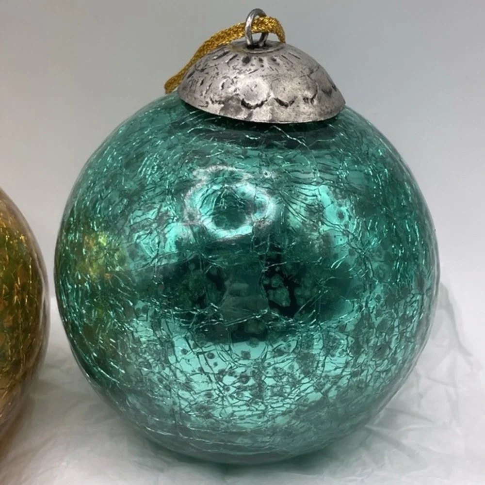 Gold Green Mercury Crackle Glass 3